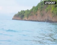 Travel Vlog Ends With Scissoring Strap-On Orgasms